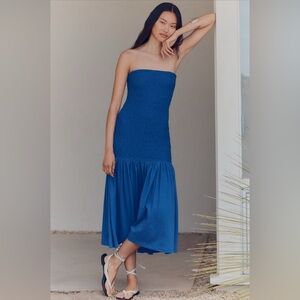 ✨ Anthropologie Strapless Popcorn Midi Dress Sz XL